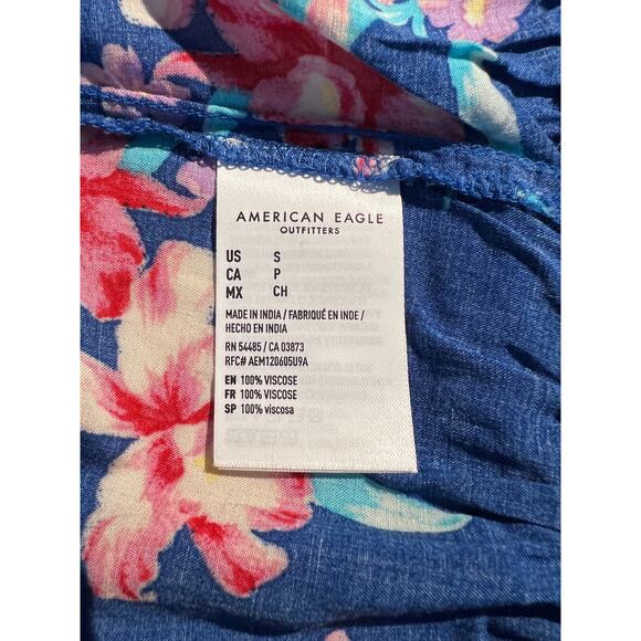 American Eagle Top One Shoulder Ruffle Tank Tropical Hawaiian Summer Vacation - Picture 4 of 4